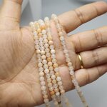 หินมูนสโตนสามสี - หินพลังจันทรา ชัยชนะ ความรัก อ่อนโยน ยาว 37 ซม. 4 มิล (98 เม็ด)