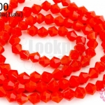 คริสตัลจีน ทรงไบโคน สีแดงขุ่น 4มิล(1เส้น)