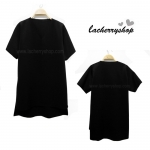 เสื้อแฟชั่น ตัวยาว มินิเดรส คอวี สีดำ แบบสวยเรียบหรู แต่งดีไซน์ด้านหน้าสั้น ด้านหลังยาว ใส่ได้หลายโอกาส สินค้าคุณภาพ ราคาไม่แพง