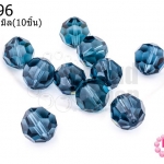 คริสตัลจีน กลมเจียรเหลี่ยม สีกรมใส 10มิล(10ชิ้น)