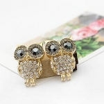 ต่างหูเงินนกฮูกน้อย ประดับเพชรหรูๆ