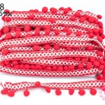 ปอมเส้นยาว ผ้าแถบ สีแดง กว้าง 2.5ซม(1หลา/90ซม)