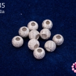 เม็ดคั่นเงินแท้ กลมขัดทราย 6มิล(10ชิ้น)