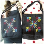 กระเป๋าหิ้ว , สะพายแขน ลายปัก ใบเล็ก