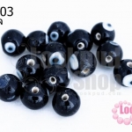 ลูกปัดแก้ว ลูกตา สีดำ 10มิล(1ขีด/100กรัม)