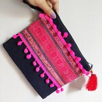 P412 กระเป๋าถือมีสายคล้องแขน โทนชมพู น่ารักมาก