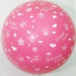 ลูกโป่งกลมสีชมพู ช็อคกิ้งพิงค์ พิมพ์ลาย Sweet Love ไซส์ 12 นิ้ว แพ็คละ 10 ใบ (Round Balloons 12" - Printing Sweet Love Chocking Pink latex balloons)