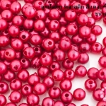 ลูกปัดมุก พลาสติก สีแดง 5มิล (1ขีด/100กรัม)