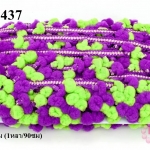 ปอมเส้นยาว สีม่วงเปลือกมังคุด- เขียวอ่อนตอง กว้าง 2ซม (1หลา/90ซม)