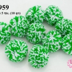 ปอมปอมไหมพรม รวมสี สีเขียว-ขาว 5 ซม. (10 ลูก)