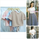 พร้อมส่งค่ะ เสื้อครอป ผูกโบว์หลัง เสื้อผ้าฮานาโกะ ผูกโบว์ด้านหลังเก๋ๆ แบบสวยน่ารักๆ