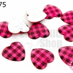 เพชรแต่ง หัวใจลายสก๊อต สีชมพู ไม่มีรู 16มิล(10ชิ้น)