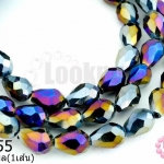 คริสตัลจีน ทรงหยดน้ำ สีเทาเหลือบรุ้ง 6มิล(1เส้น)