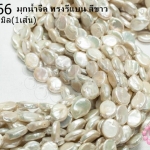 มุกน้ำจืด ทรงรีแบน สีขาว 11มิล (1เส้น)