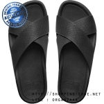 Fitflop Men's Surfer Perf Leather Slide Black ของแท้ นำเข้าจาก USA และ UK