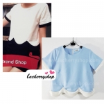 เสื้อแฟชั่น เสื้อทำงาน ผ้าฮานาโกะ สีฟ้า แบบสวยน่ารัก เป็นหยักๆช่วงเอว เนื้อผ้านิ่ม อยู่ทรง ไม่ยับง่าย ใส่สบาย สินค้าคุณภาพ ราคาไม่แพง