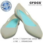 Crocs Rio Flat - Platinum / Pool ของแท้ Outlet ไทยและอเมริกา