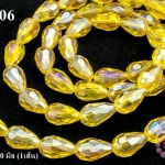 คริสตัลจีน ทรงหยดน้ำ สีเหลือง 10 มิล (1เส้น)