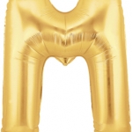 ลูกโป่งฟอยล์รูปตัวอักษร M สีทอง ไซส์จัมโบ้ 40 นิ้ว - M Letter Shape Foil Balloon Size 40" Gold Color