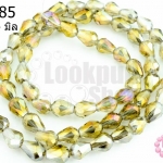 คริสตัลจีน ทรงหยดน้ำ สีทองอ่อน 4มิล(1เส้น)