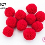 ปอมปอมไหมพรม สีแดง 1ซม (10ชิ้น)
