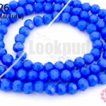 คริสตัลจีน ทรงกลมเจียร สีฟ้าเข้มขุ่น 4มิล(1เส้น)