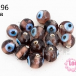 ลูกปัดแก้ว ลูกตา สีม่วง 10 มิล (1ขีด/100กรัม)