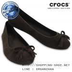Crocs Lina Embellished Suede Flat - Espresso ของแท้ Outlet ไทยและอเมริกา