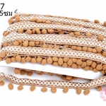 ปอมเส้นยาว ผ้าแถบ สีน้ำตาล กว้าง 2.5ซม(1พับ/20หลา)