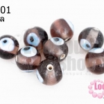 ลูกปัดแก้ว ลูกตา สีม่วง 12 มิล(1ขีด/100กรัม)