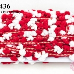 ปอมเส้นยาว สีแดง-ขาว กว้าง 2ซม (1หลา/90ซม)