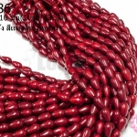 หินปะการัง สีแดง ทรงหยดน้ำ 6X10มิล (จีน) (1เส้น)