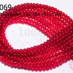 หินทับทิม (แดงใส) กลม 4มิล (จีน)/1เส้น