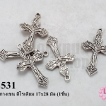 จี้รูปไม้กางเขน สีโรเดียม 17x28 มิล (1ชิ้น)
