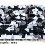 พู่ไหมเส้นยาว สีเทาเข้ม-เทาอ่อน-ดำ-ขาว แถบสีดำ กว้าง 3.5ซม(1พับ/18หลา)