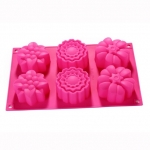 พิมพ์ซิลิโคน 6 ช่อง ลายดอกไม้ (คละสี)