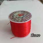เอ็นยืดเส้นแบนร้อยลูกปัด สีแดง 50หลา ม้วนละ60บาท