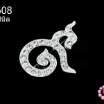 เข็มกลัดเลข ๙ สีเงิน (เพชร) 37X50มิล(1ชิ้น)