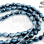 คริสตัลจีน ทรงหยดน้ำ สีตะกั่ว 4มิล(1เส้น)