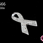 เข็มกลัดโบว์ สีเงิน (เพชร) 28X45มิล(1ชิ้น)