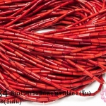 หินปะการัง สีแดง ทรงปล้อง 4มิล (จีน) (1เส้น)