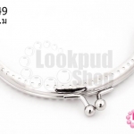 ปากกระเป๋าปิ๊กแป๊ก ทรงโค้ง มีรู สีโรเดียม 12.2 ซ.ม (1อัน)