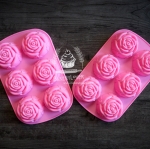 พิมพ์ซิลิโคนรูปกุหลาบ 6 ช่อง (คละสี)