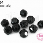 คริสตัลจีน กลมเจียรเหลี่ยม สีดำ 10มิล(10ชิ้น)