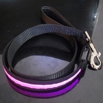 สายจูงสุึนัขและพร้อมปลอกคอ LED สีชมพู
