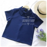 เสื้อแฟชั่นผ้าฮานาโกะ (สีกรมท่า) รุ่นปกแหลม แบบสวยเก๋ สีพื้น แมทง่าย ใส่สบาย ไม่มีเอ้าท์