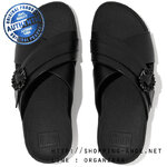 Fitflop Lulu Crystal Buckle Leather Slide All Black ของแท้ นำเข้าจาก USA และ UK