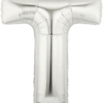 ลูกโป่งฟอยล์รูปตัวอักษร T สีเงิน ไซส์เล็ก 14 นิ้ว - T Letter Shape Foil Balloon Size 14" Silver Color