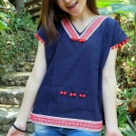 เสื้อนากา เสื้อผ้าพื้นเมือง เสื้อผ้าฝ้ายล้านนา แบบสวยน่ารัก แต่งปอม ลายผ้าพื้นเมืองสวยๆ