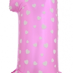 ลูกโป่งฟอยล์รูปตัวเลข 1 สีชมพูพิมพ์ลายหัวใจ ไซส์จัมโบ้ 40 นิ้ว - Number 1 Shape Foil Balloon Size 40" Pink Color printing Heart